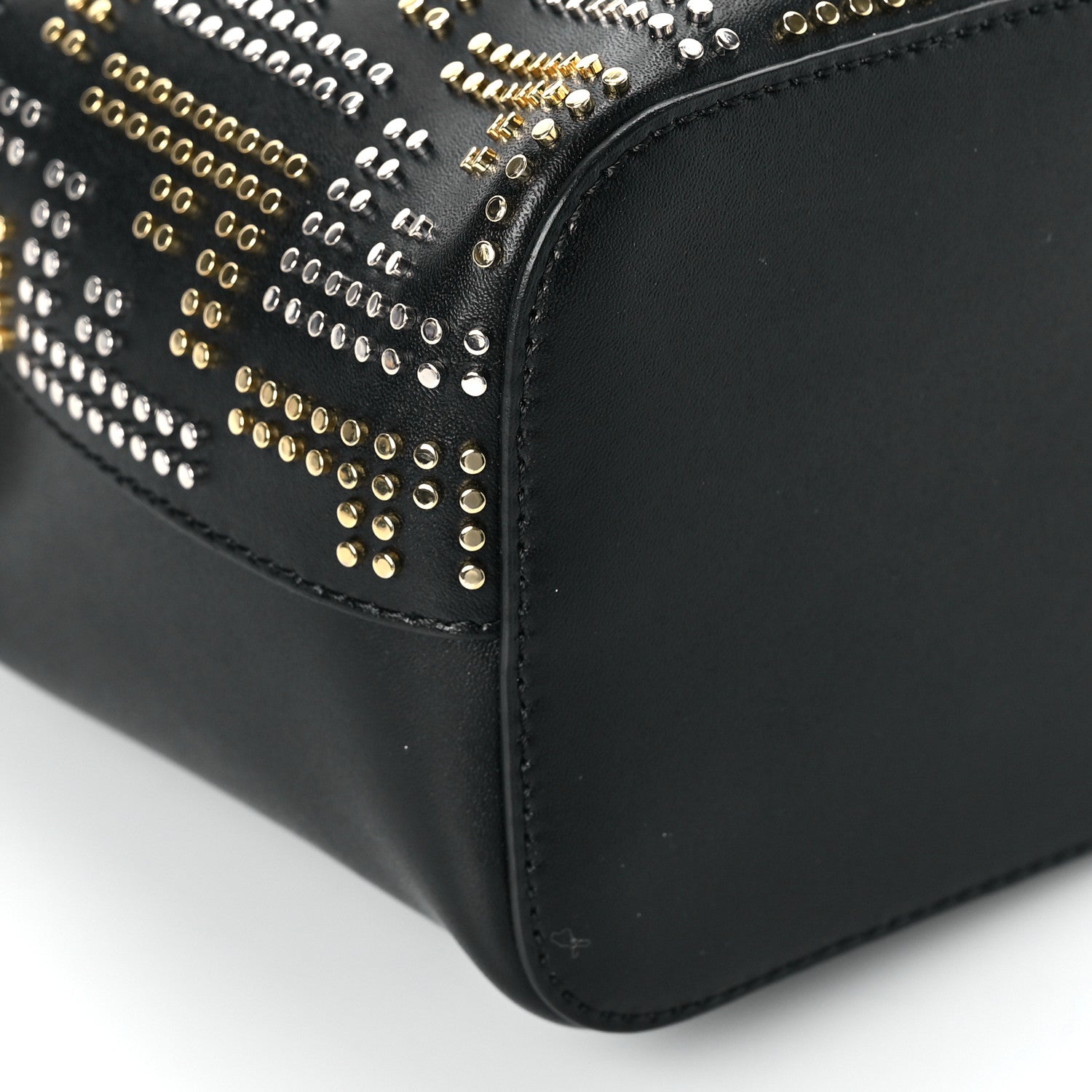 Fendi Vitello Liberty F is Fendi FF Studded Mini Mon Tresor Bucket Bag Black 8 of 9