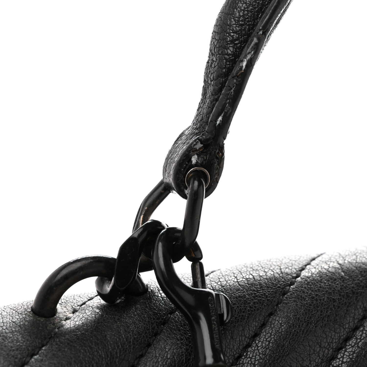Saint Laurent Sheepskin Matelasse Chevron Monogram Monochrome Medium College Bag Black 11 of 17
