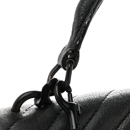 Saint Laurent Sheepskin Matelasse Chevron Monogram Monochrome Medium College Bag Black 11 of 17
