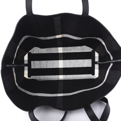 Burberry Coated Canvas Mega Check Medium Doodle Tote Black White 5 of 10