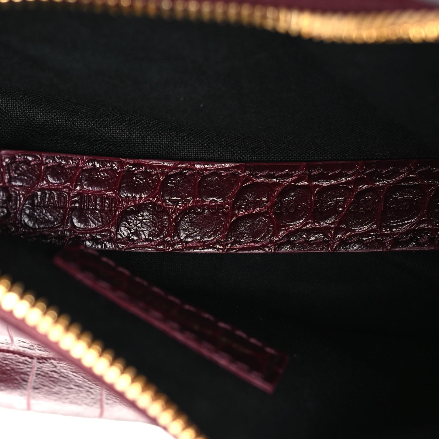Extra Supple Calfskin Crocodile Embossed Le Cagole Shoulder Bag XS Dark Red