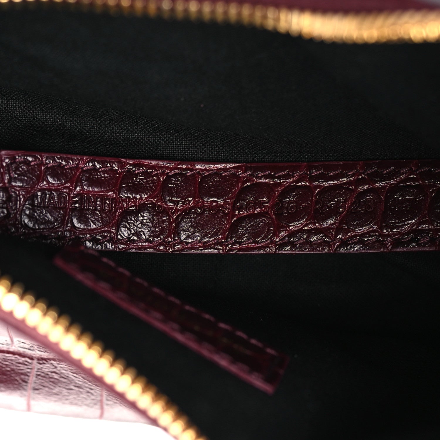 Balenciaga Extra Supple Calfskin Crocodile Embossed Le Cagole Shoulder Bag XS Dark Red 7 of 9