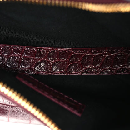 Balenciaga Extra Supple Calfskin Crocodile Embossed Le Cagole Shoulder Bag XS Dark Red 7 of 9
