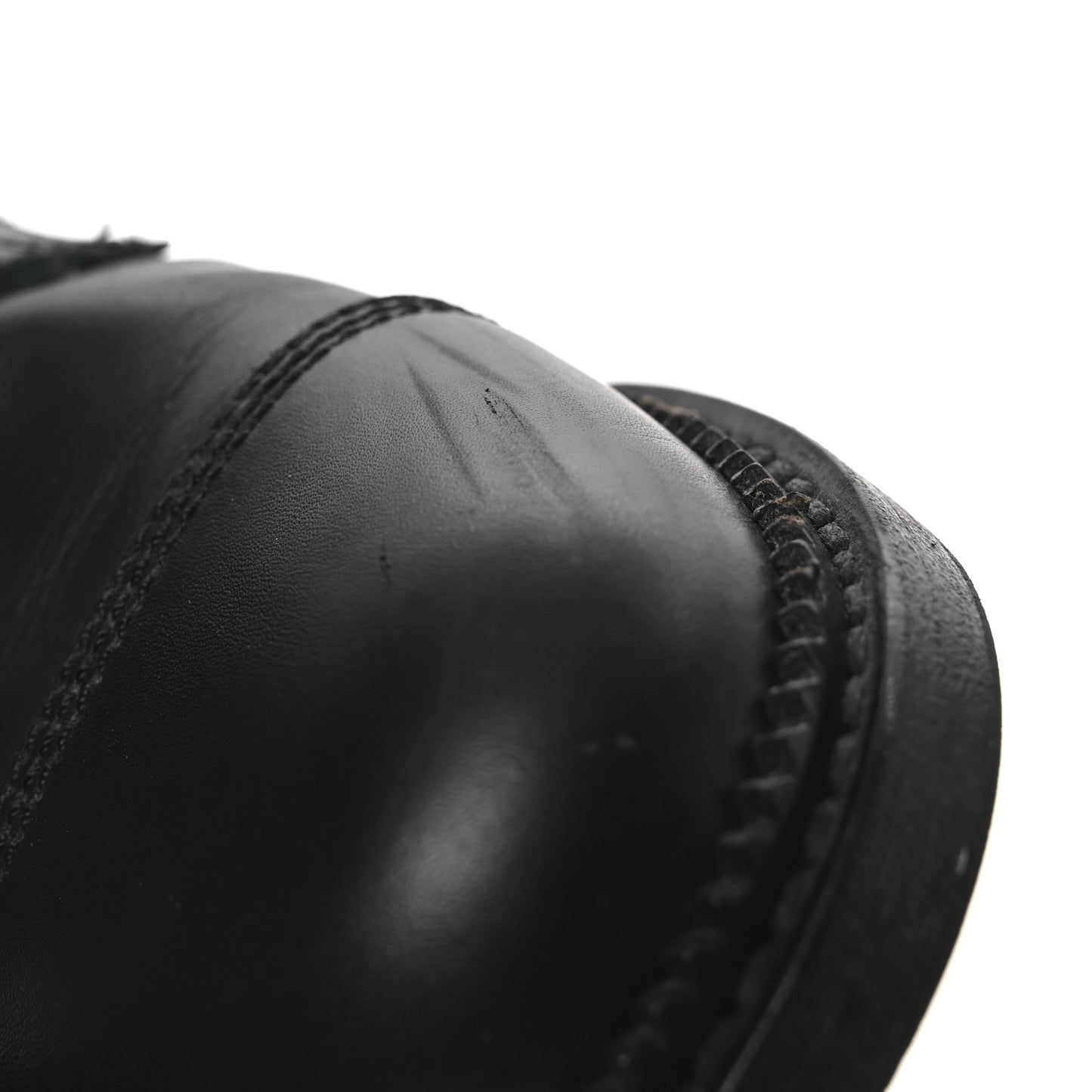 Calfskin Quilted Lace Up Combat Boots 37 Black