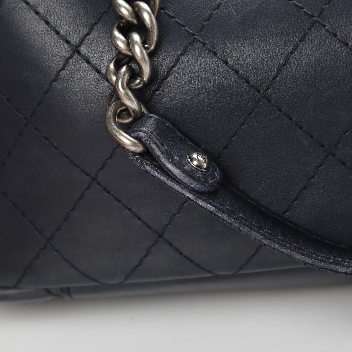 Chanel Calfskin Stitched Shopping Tote Blue 18 of 24