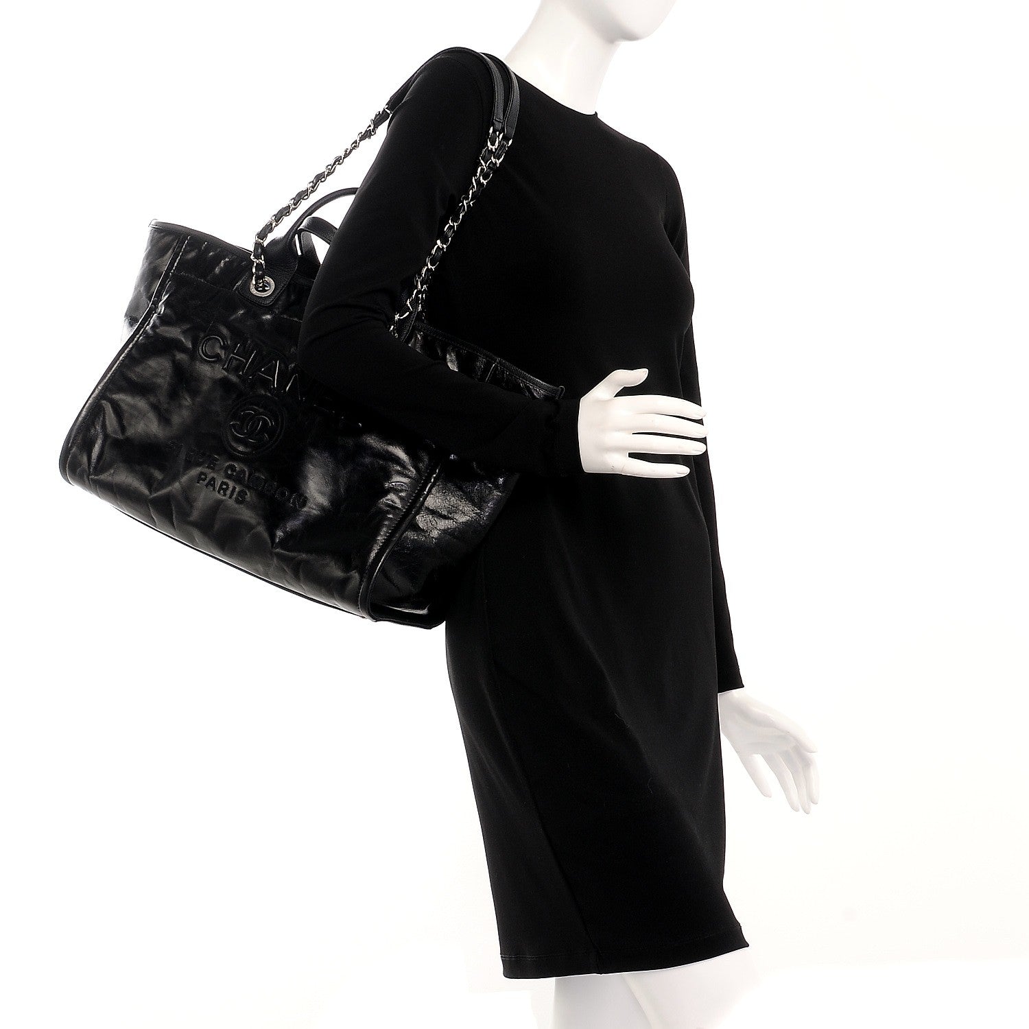 Chanel Glazed Calfskin Large Deauville Tote Black 2 of 8