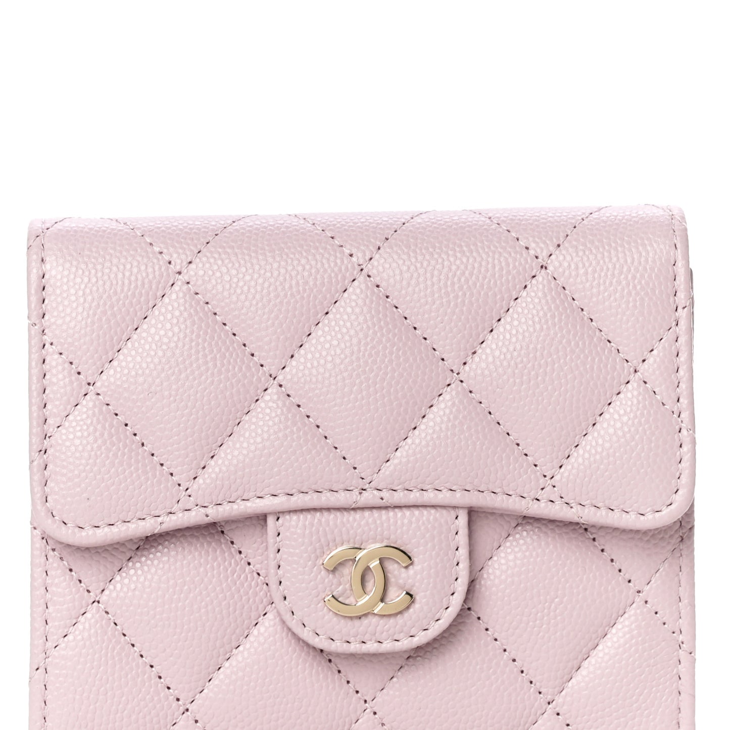 Caviar Quilted Compact Flap Wallet Light Pink
