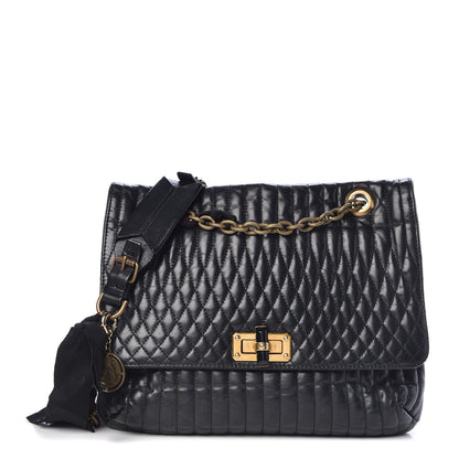 Lanvin Hammered Calfskin Medium Happy Edgy Shoulder Bag Black 1 of 13