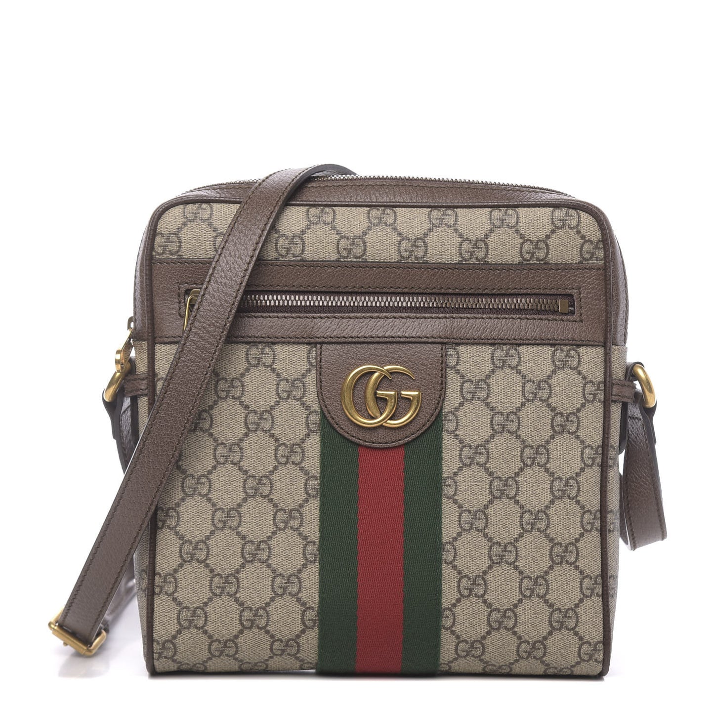 GG Supreme Monogram Web Small Ophidia Messenger Bag Brown