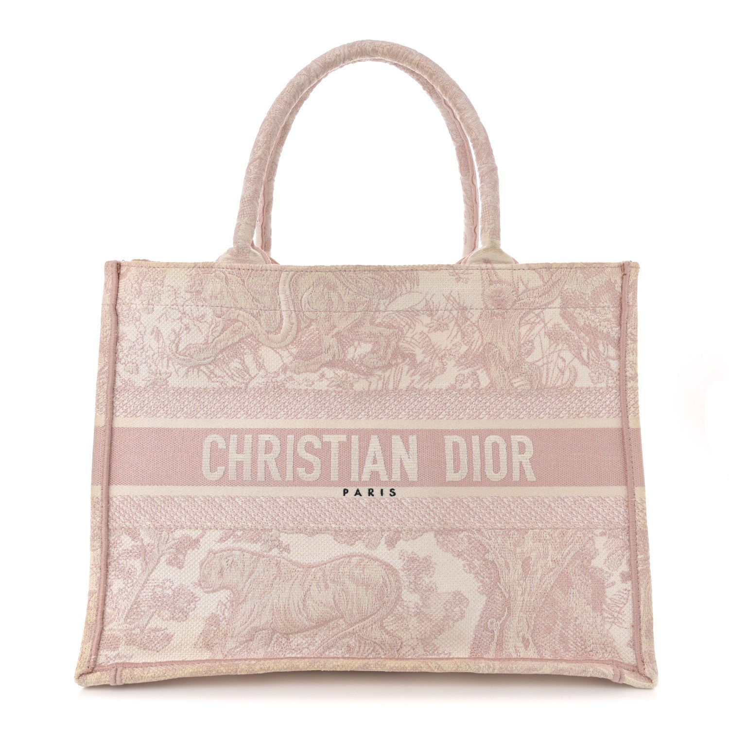 Christian Dior Canvas Toile De Jouy Embroidered Medium Book Tote Pink 1 of 11