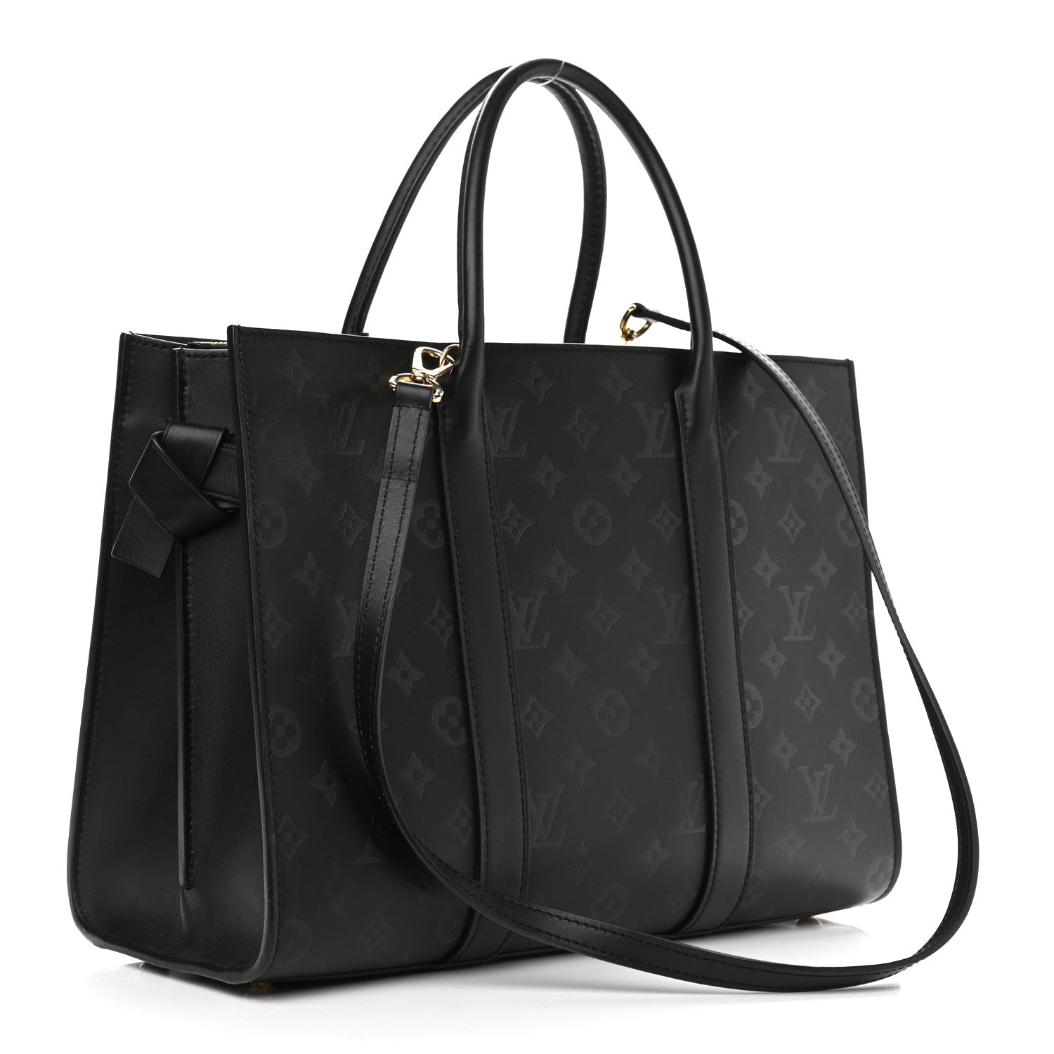 Louis Vuitton Monogram Cuir Plume Very Tote GM Black 3 of 9