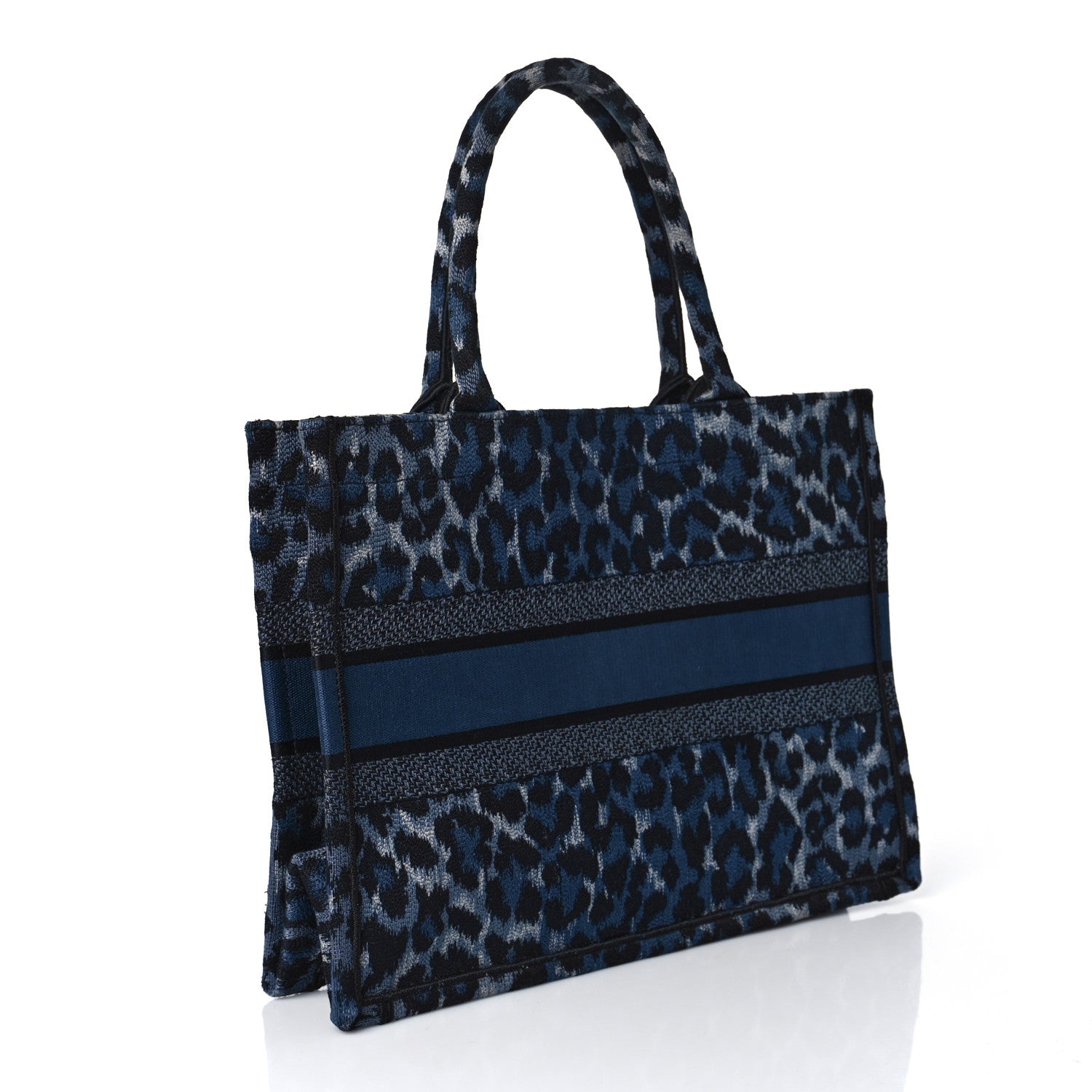 Christian Dior Canvas Mizza Embroidered Medium Leopard Book Tote