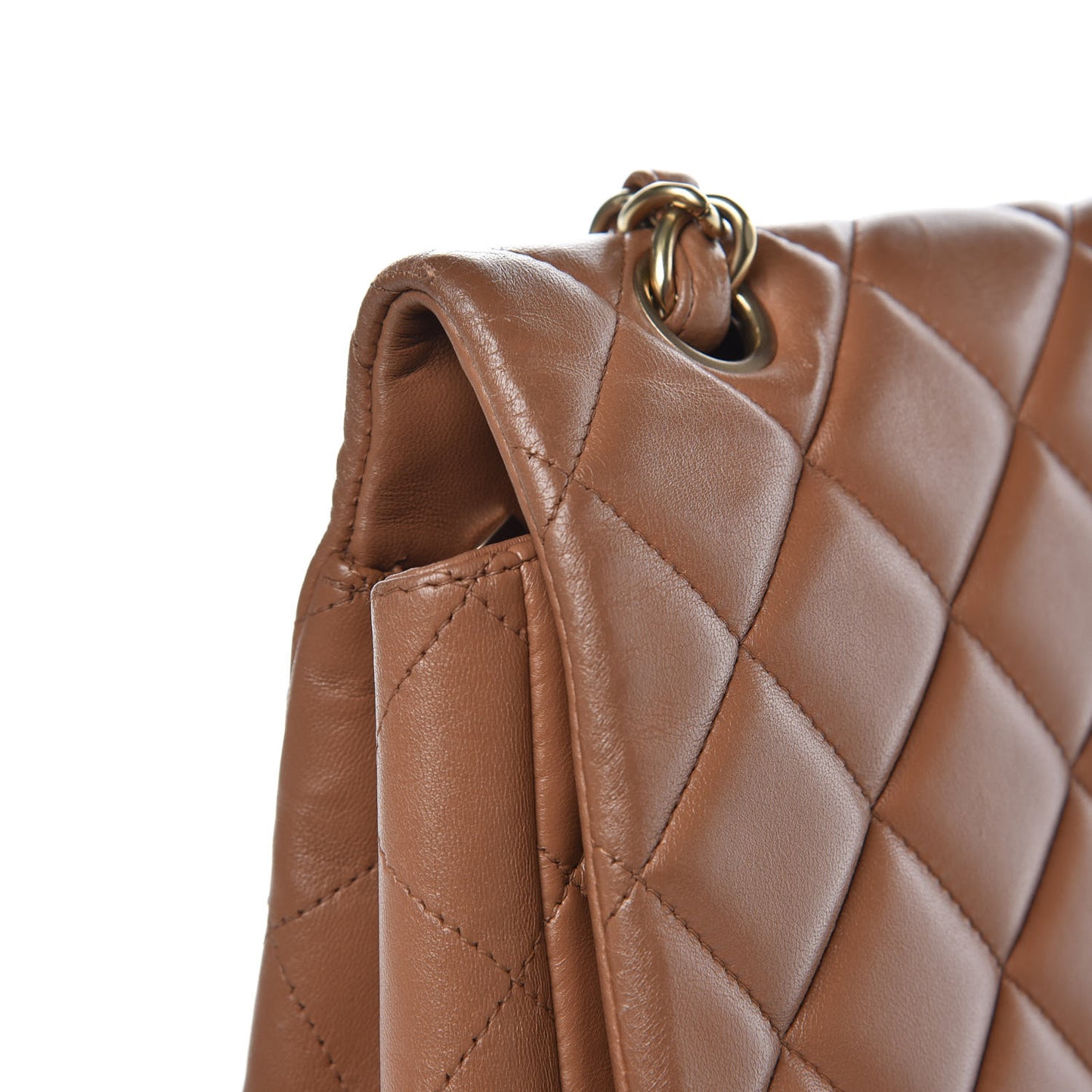 Lambskin Quilted Maxi Single Flap Dark Beige