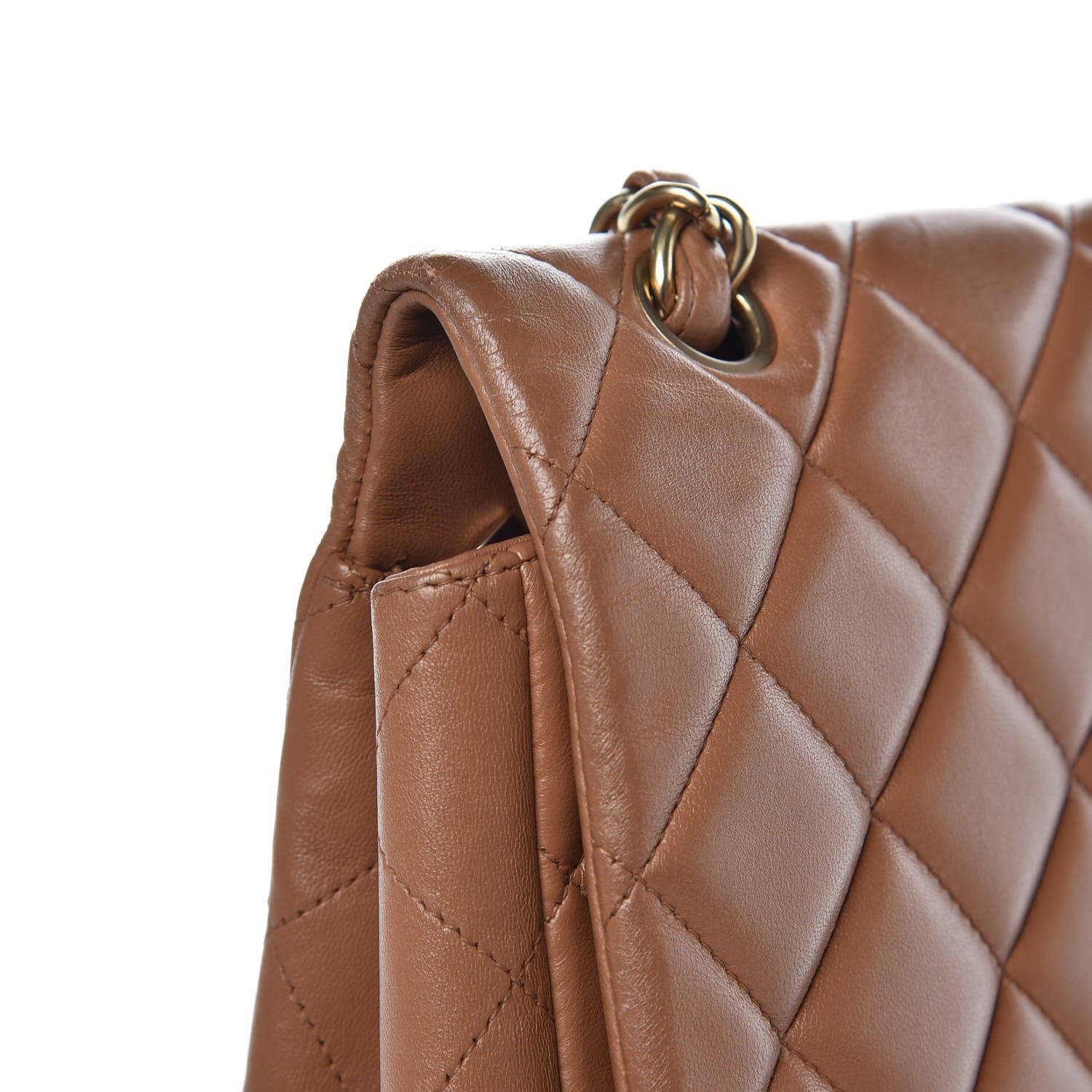 Chanel Lambskin Quilted Maxi Single Flap Dark Beige 13 of 17