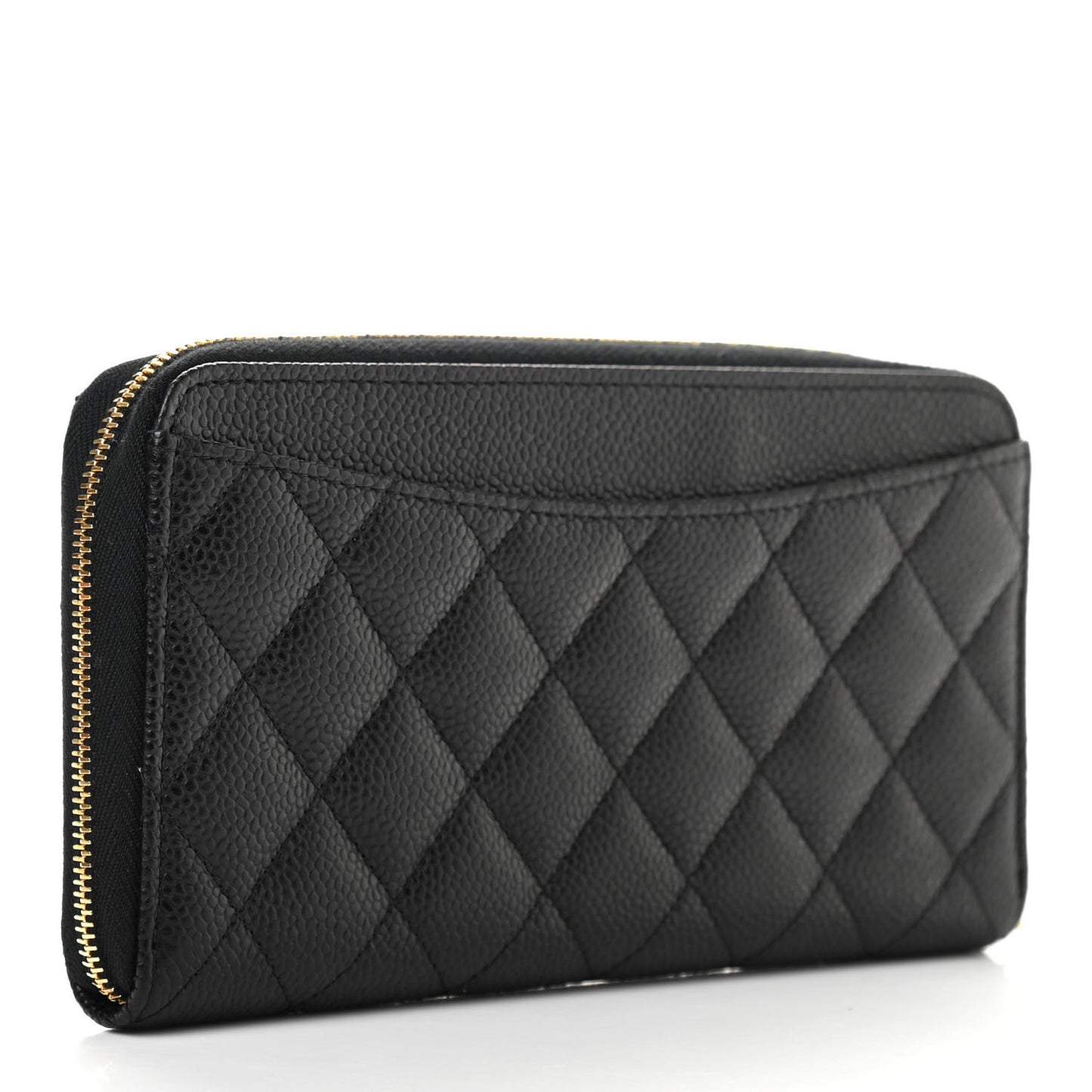 Caviar Quilted Large Gusset Zip Around Wallet Black