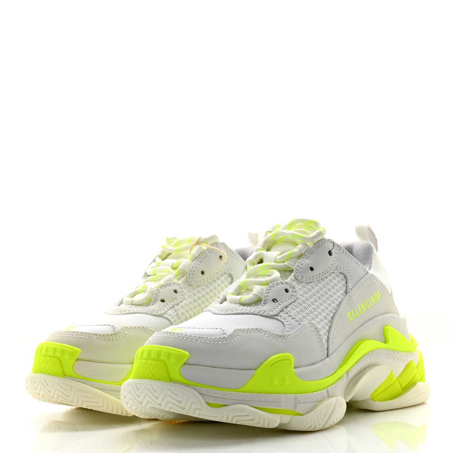 Fabric Mesh Womens Triple S Sneakers 37 Fluo Yellow White Grey