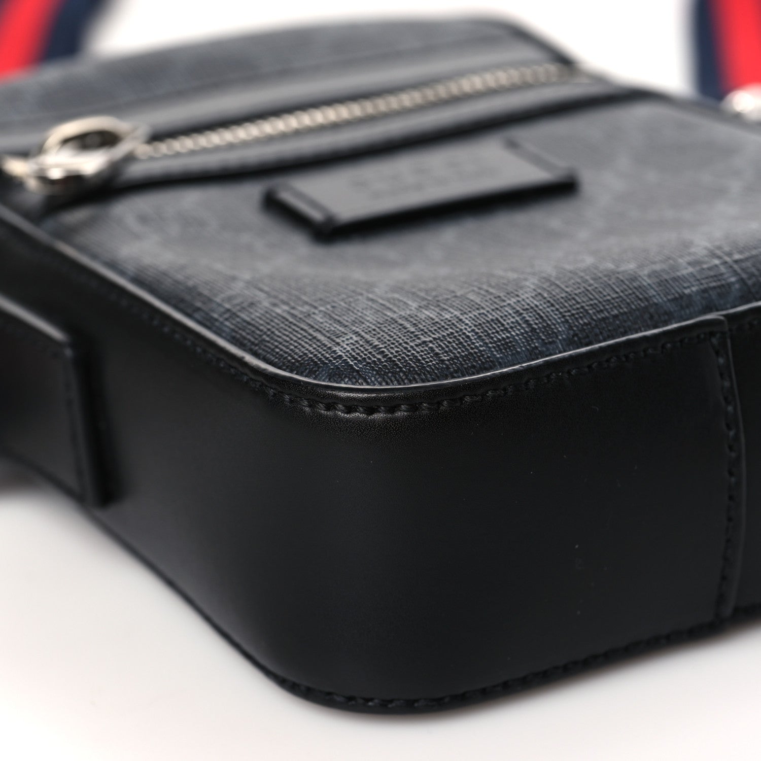Gucci GG Supreme Monogram Appia Calfskin Web Small Camera Messenger Bag Black Grey 8 of 9