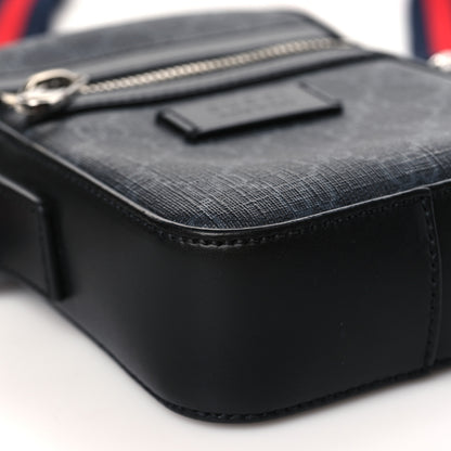 Gucci GG Supreme Monogram Appia Calfskin Web Small Camera Messenger Bag Black Grey 8 of 9