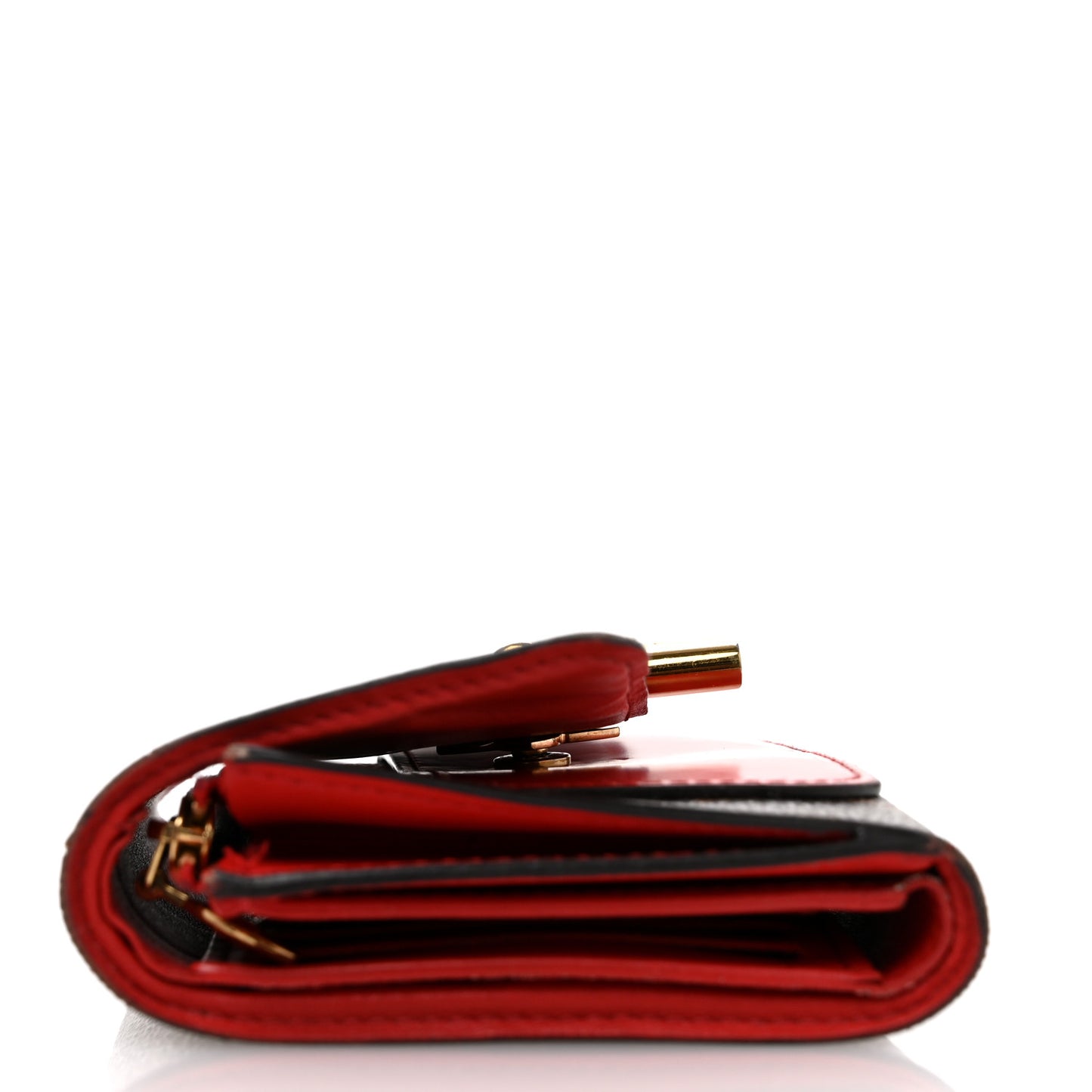Monogram Flower Lock Compact Wallet Coquelicot