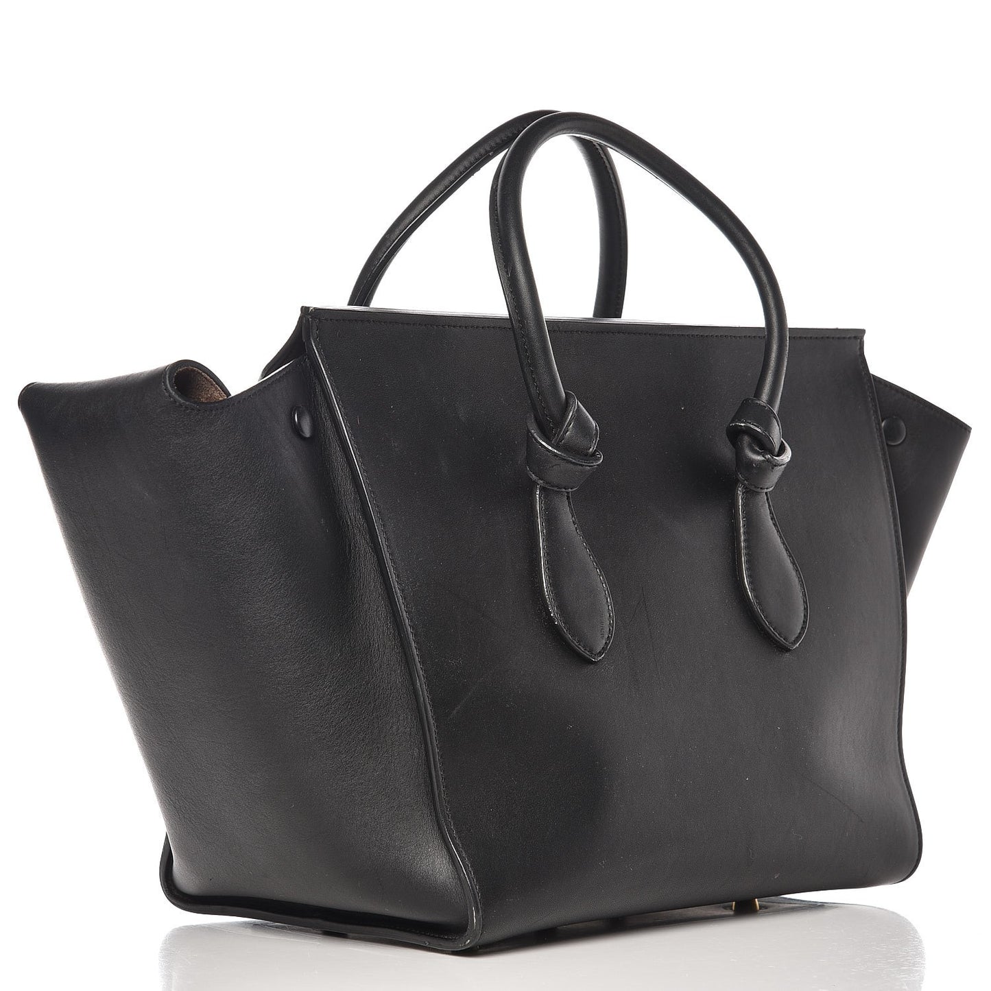 Smooth Calfskin Small Tie Knot Tote Black