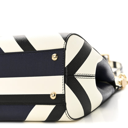 Dolce & Gabbana Dauphine Chevron Striped Medium Miss Sicily Satchel Blue 10 of 10