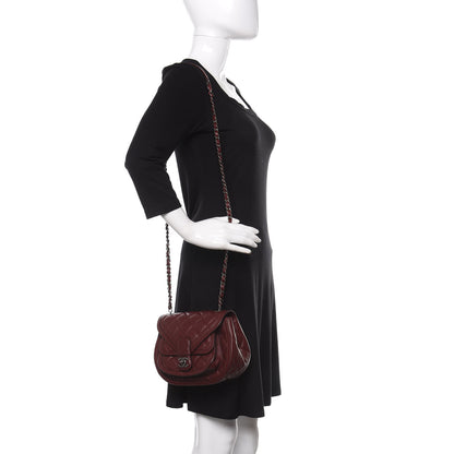 Chanel Lambskin Quilted Saddle Bag Dark Red 2 of 9