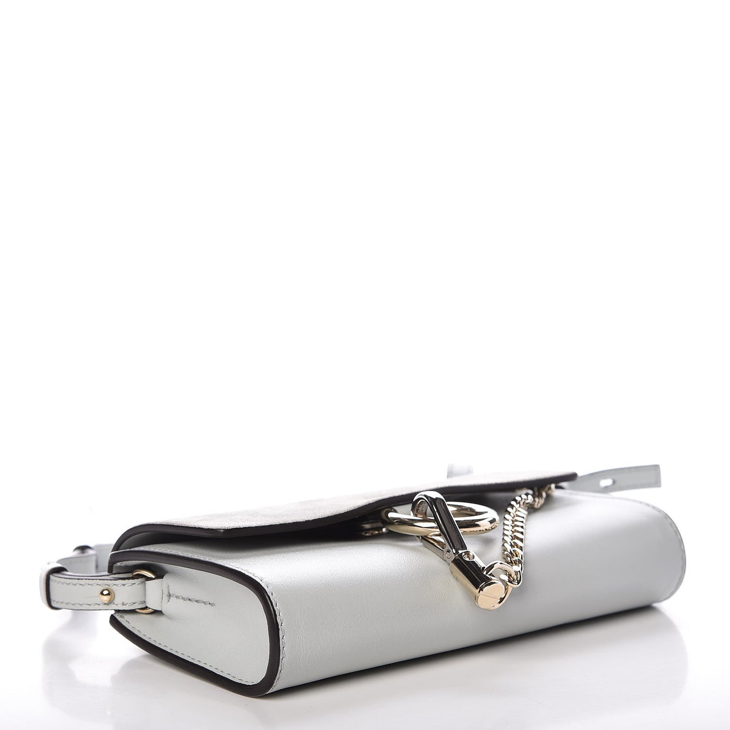 Suede Calfskin Mini Faye Shoulder Bag Airy Grey