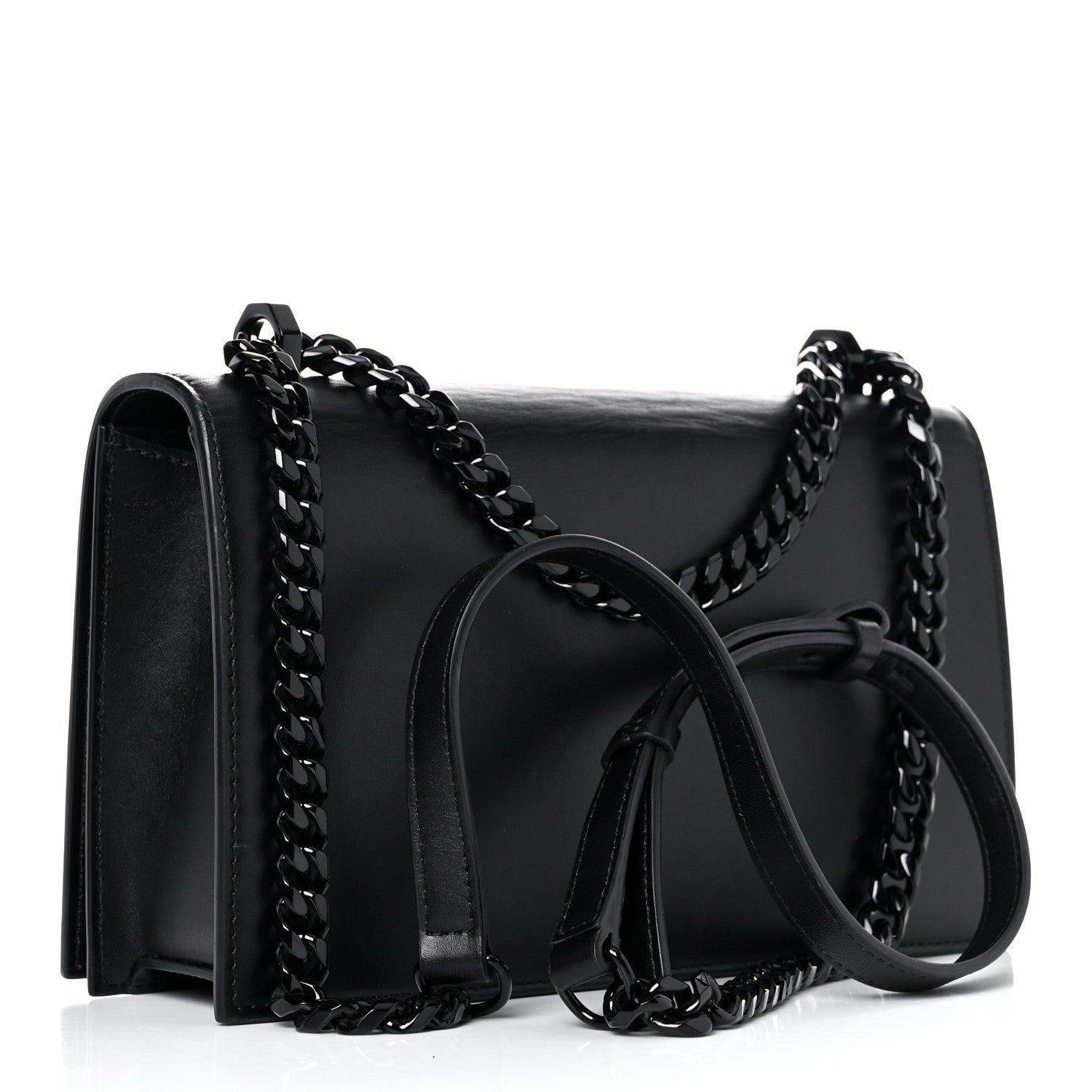 Alexander McQueen Calfskin Knuckle Shoulder Bag Black 3 of 22