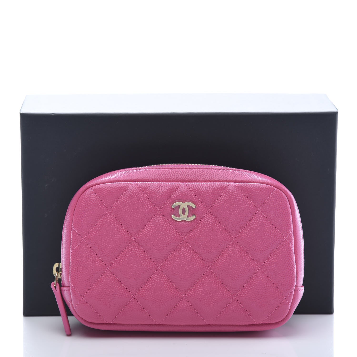 Chanel Caviar Quilted Small Curvy Pouch Cosmetic Case Pink 10 of 10