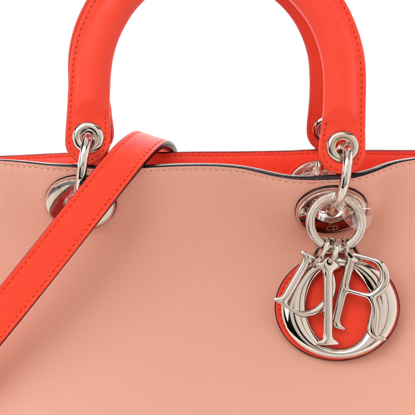 Smooth Calfskin Medium Tri-Color Diorissimo Tote Pink Fuchsia Orange
