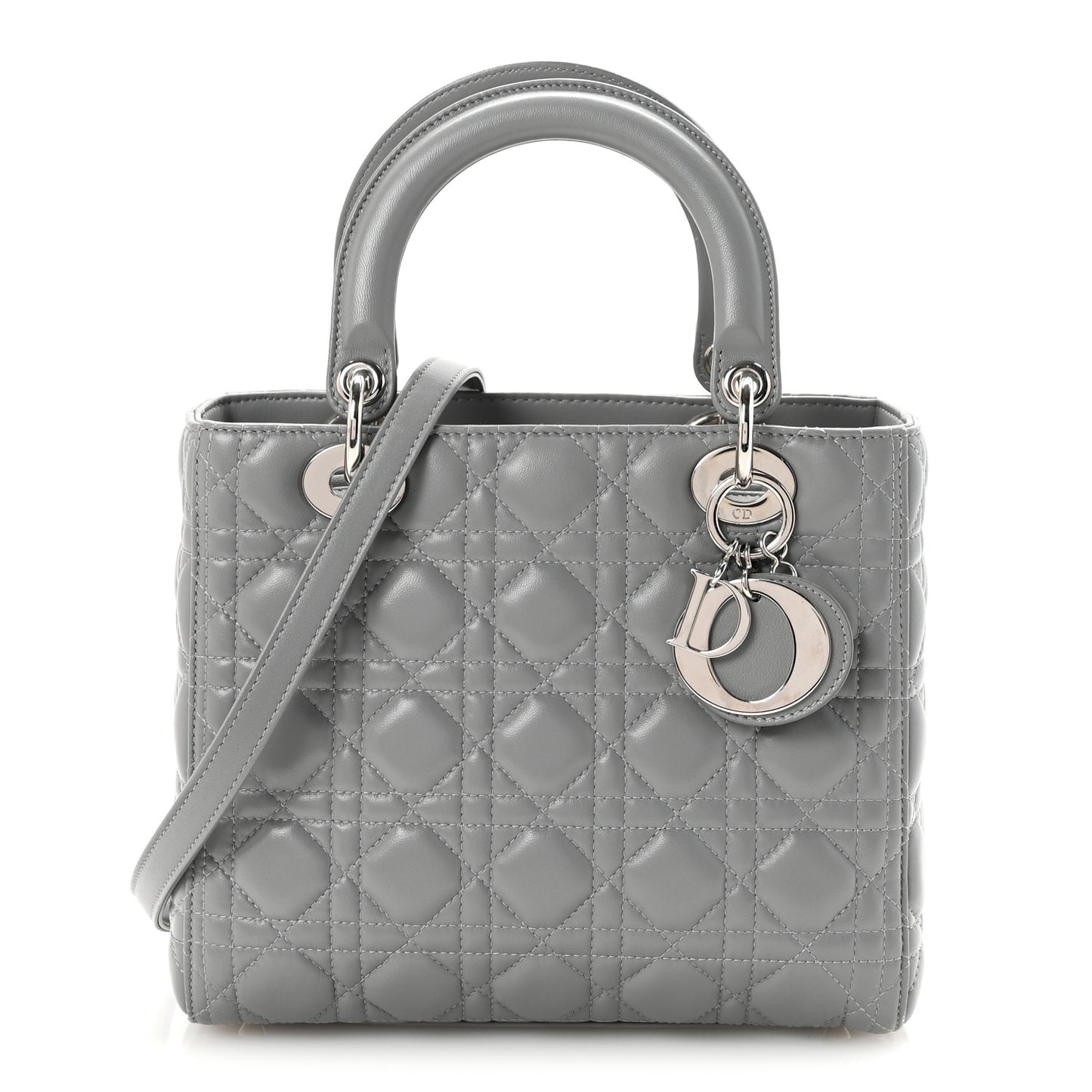 Lambskin Cannage Medium Lady Dior Grey
