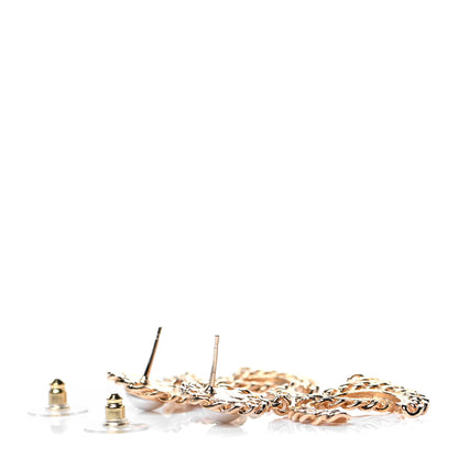 Chanel Metal Pearl CC Chain Drop Earrings Gold 3 of 4