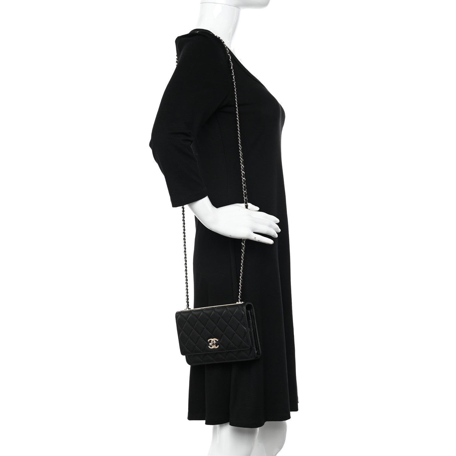 Chanel Lambskin Quilted Trendy CC Wallet On Chain WOC Black 2 of 14