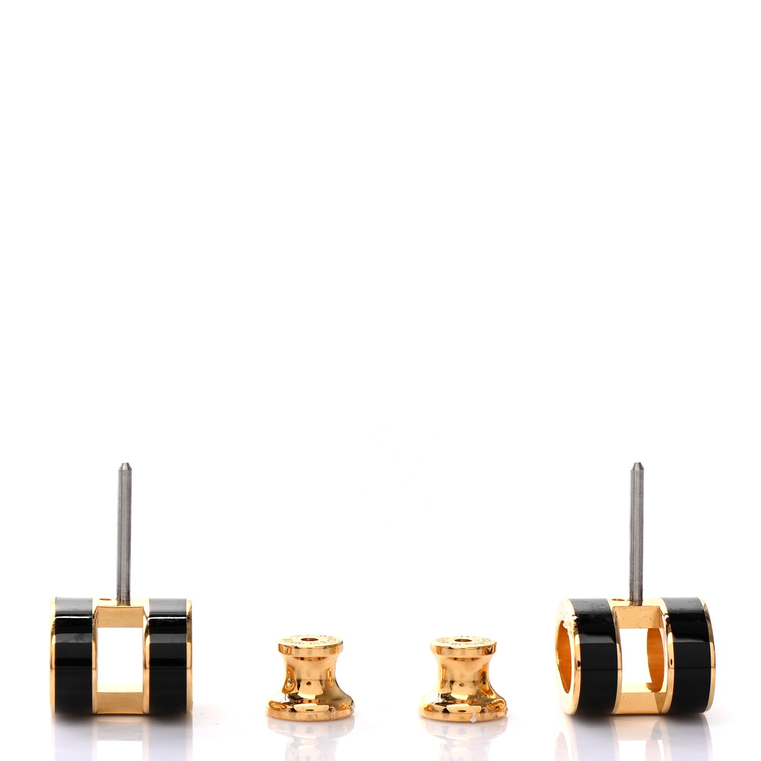 Hermes Gold Lacquered Pop H Earrings Black 3 of 5