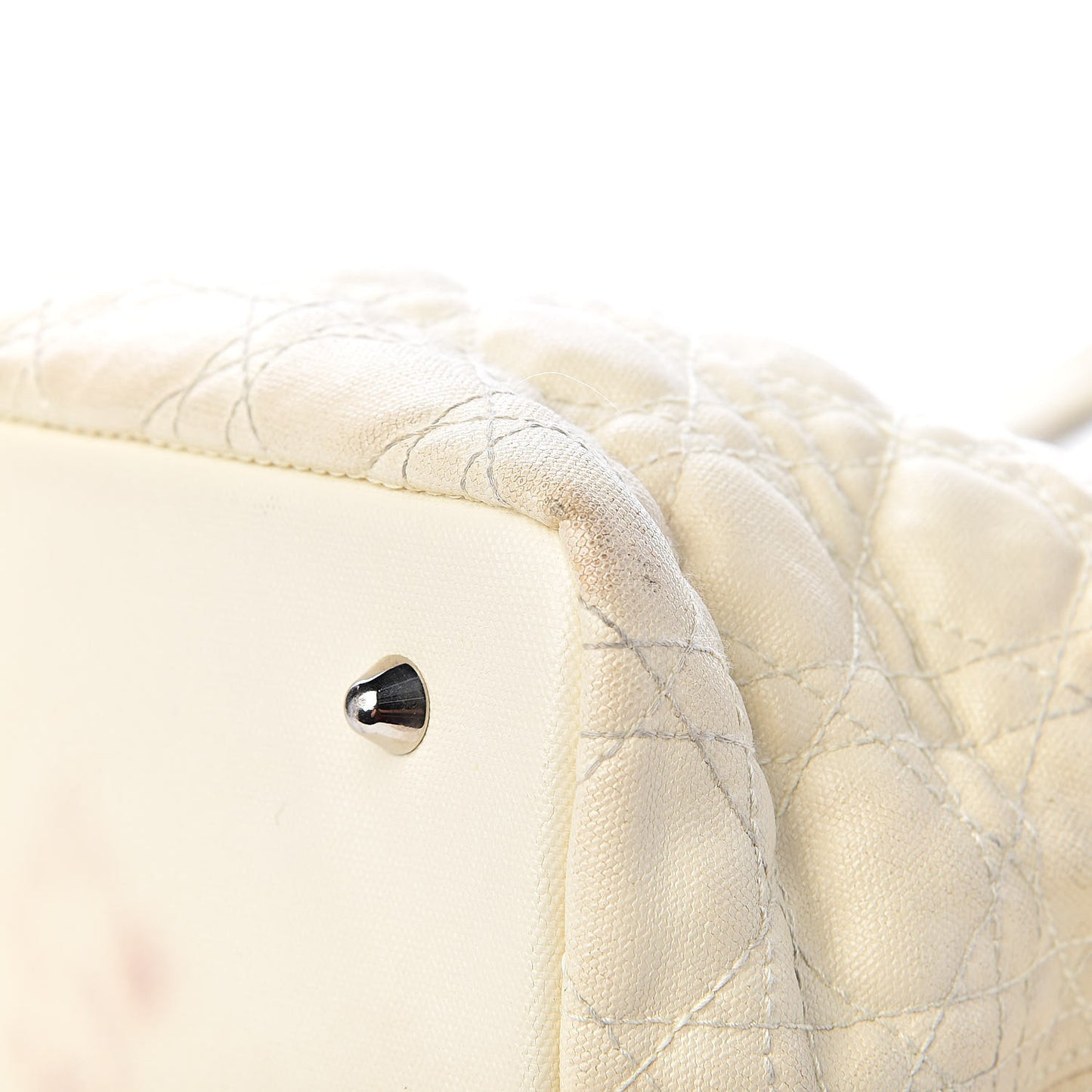 Coated Canvas Cannage Small Panarea Tote White