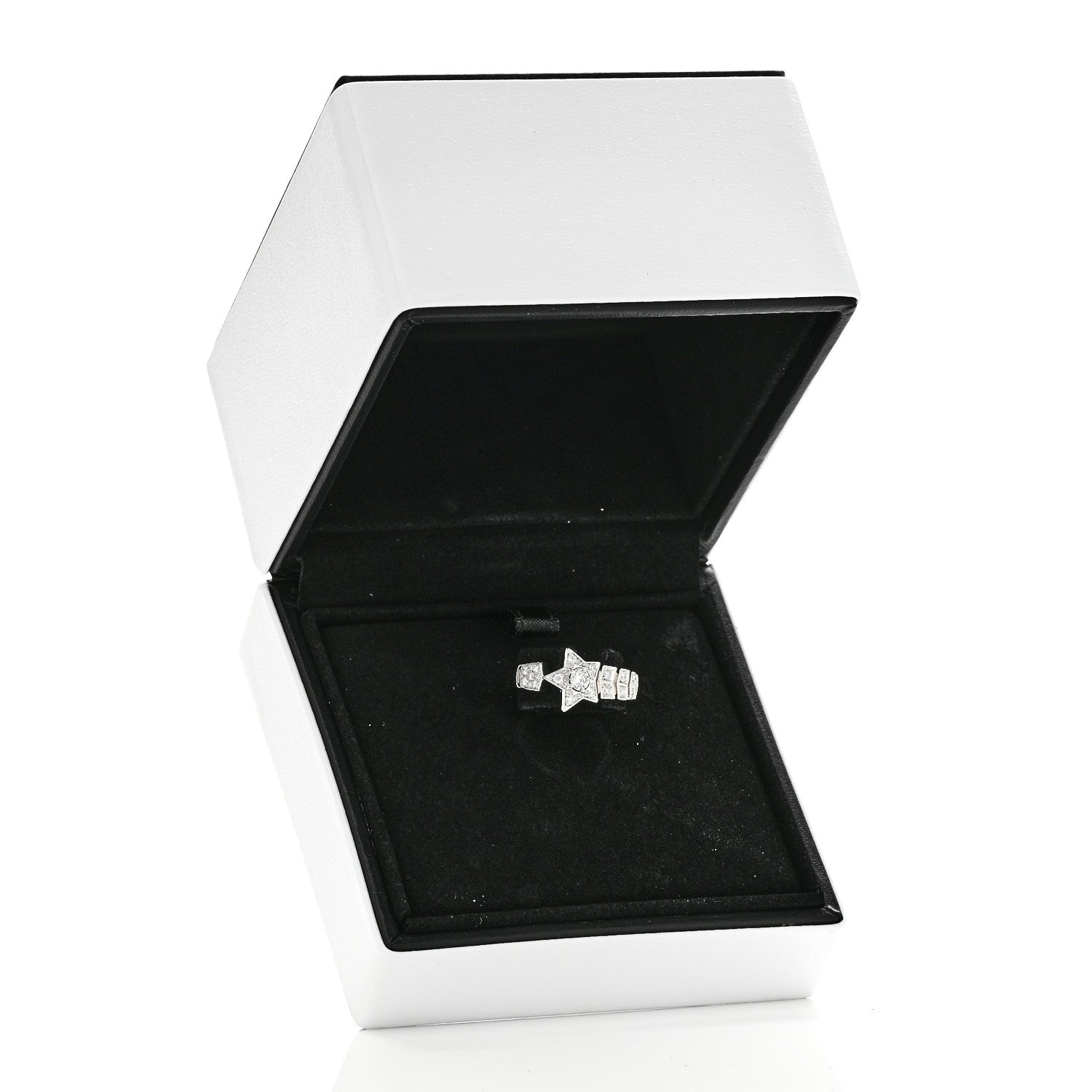 Chanel 18K White Gold Diamond Comete Chevron Ring 53 6.5 6 of 6