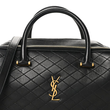 Saint Laurent Lambskin Lyia Quilted Duffle Bag Black 9 of 11