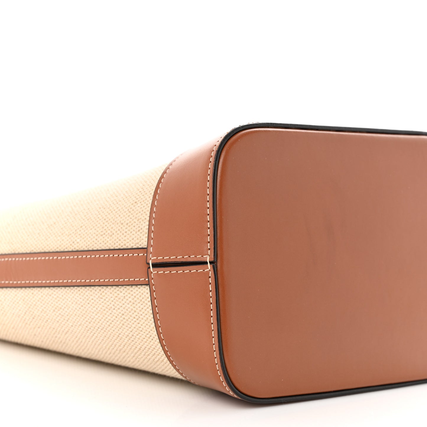 Canvas Calfskin Triomphe Small Bucket Bag Vanilla Tan