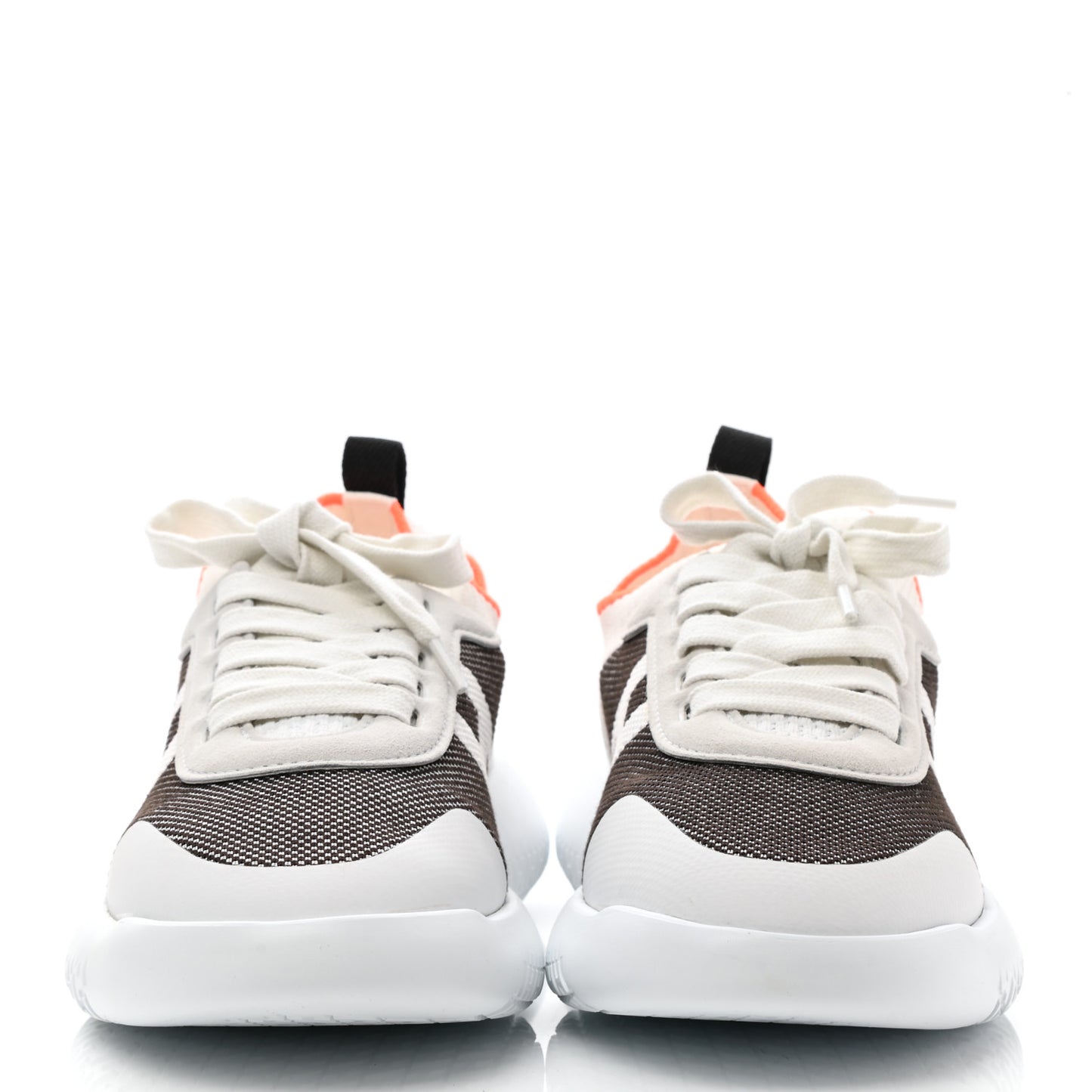 Knit Suede Goatskin Womens Crew Sneakers 39 Prunoir White