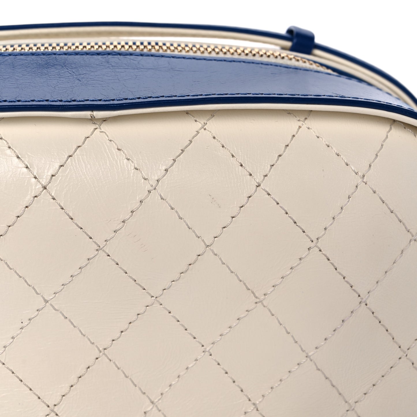 Aged Calfskin Stitched Bag Blue Light Beige