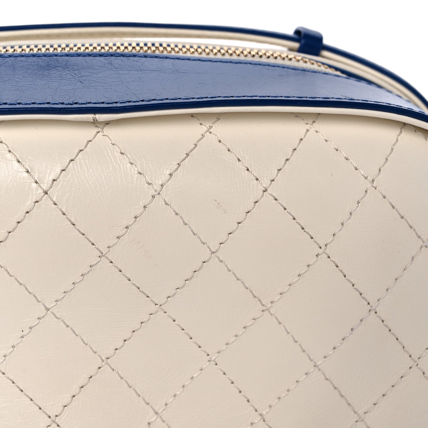 Chanel Aged Calfskin Stitched Bag Blue Light Beige 11 of 12