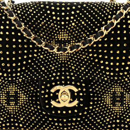 Chanel Velvet Strass Evening Flap Bag Black Gold 8 of 11