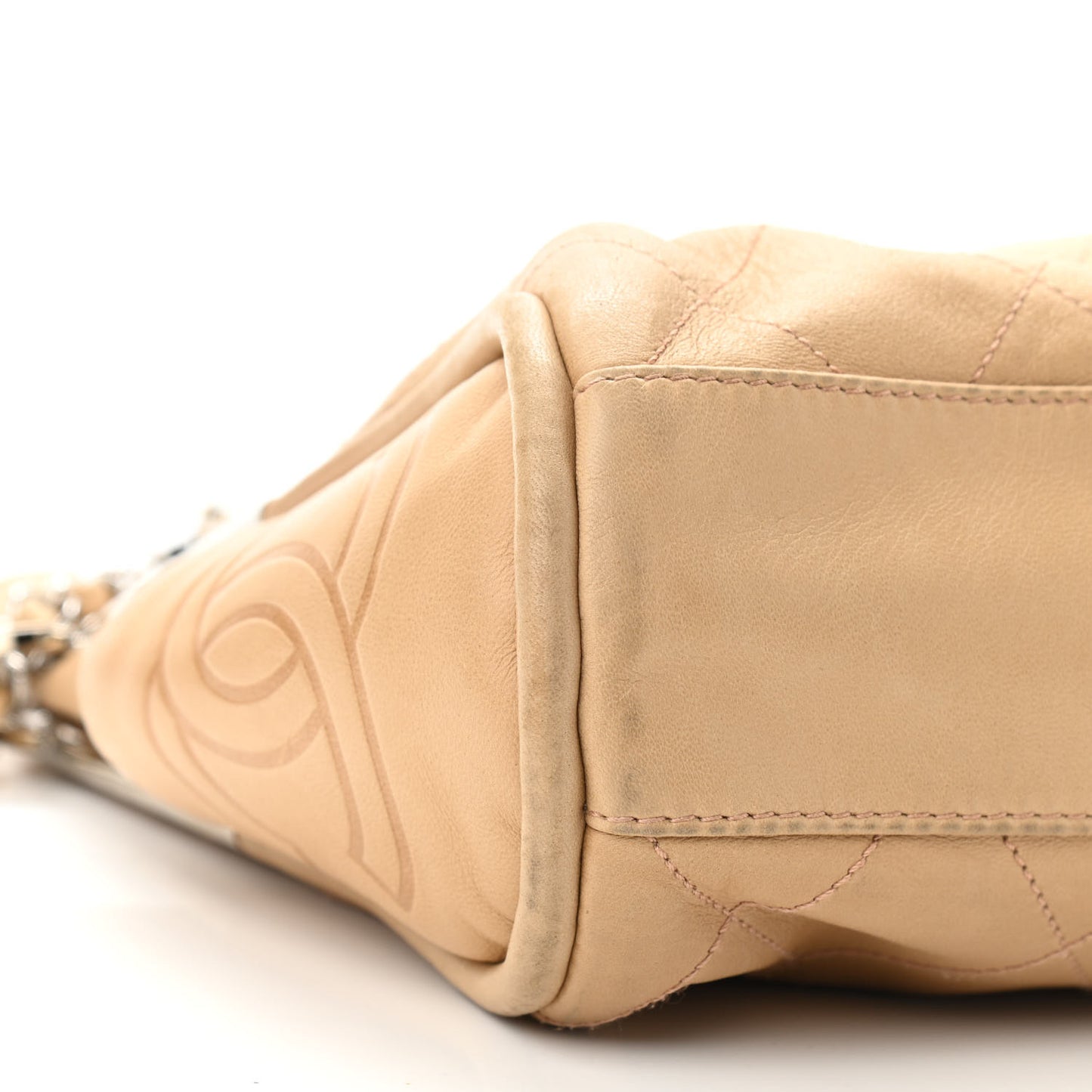 Lambskin Stitched Medium Ultimate Soft Tote Beige