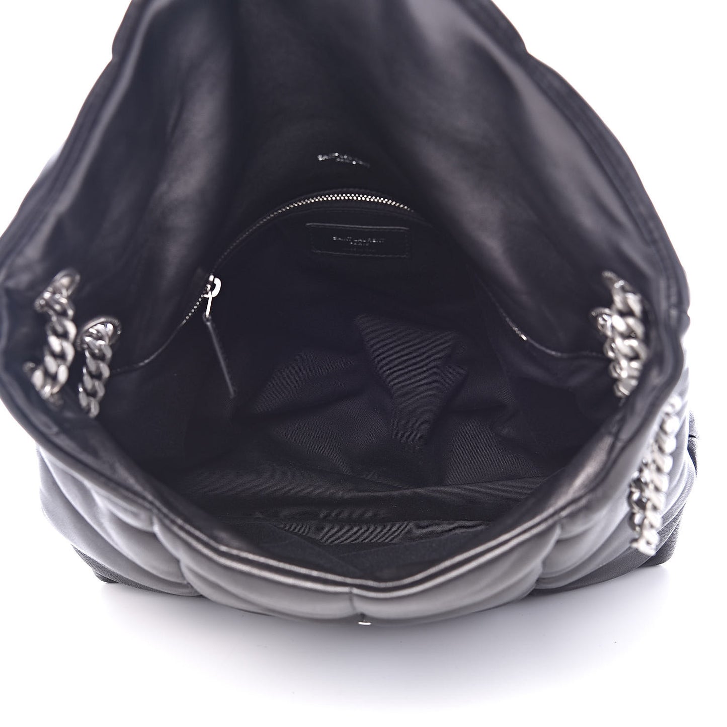 Lambskin Quilted Medium Loulou Puffer Monogram Chain Satchel Black