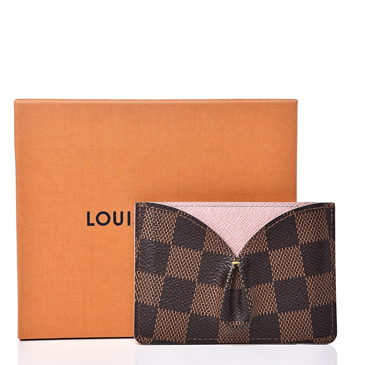 Damier Ebene Caissa Card Holder Rose Ballerine