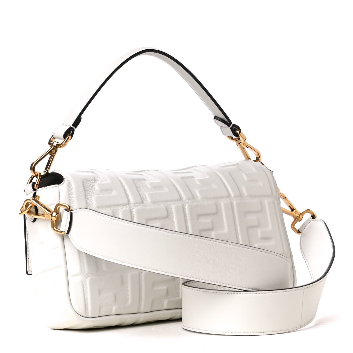 Nappa FF 1974 Embossed Baguette White
