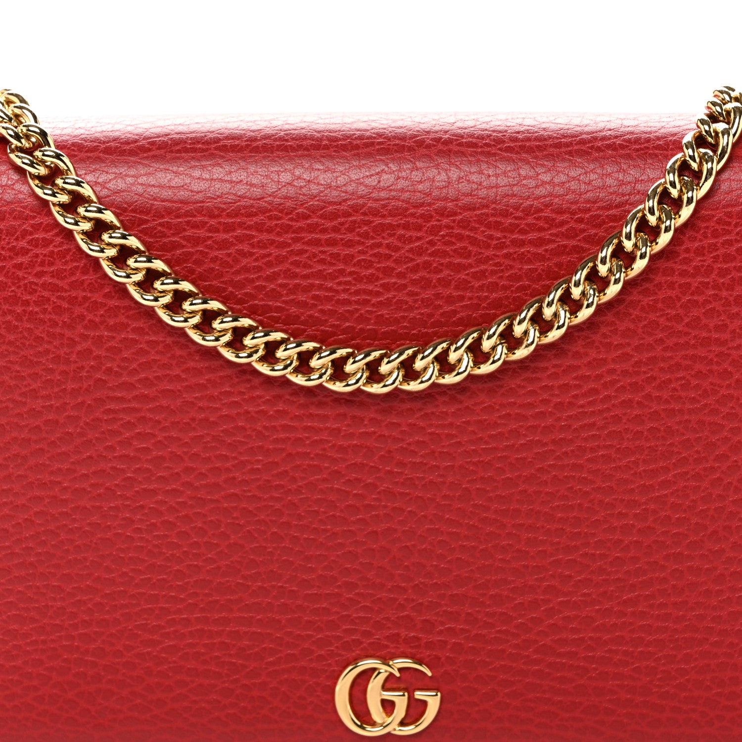 Gucci Dollar Calfskin Mini GG Marmont Chain Wallet Hibiscus Red 7 of 9