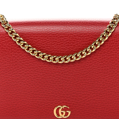 Gucci Dollar Calfskin Mini GG Marmont Chain Wallet Hibiscus Red 7 of 9