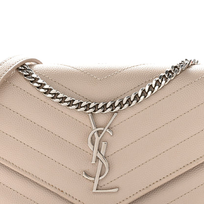 Saint Laurent Grain De Poudre Matelasse Chevron Monogram Envelope Chain Wallet Dark Beige 8 of 16