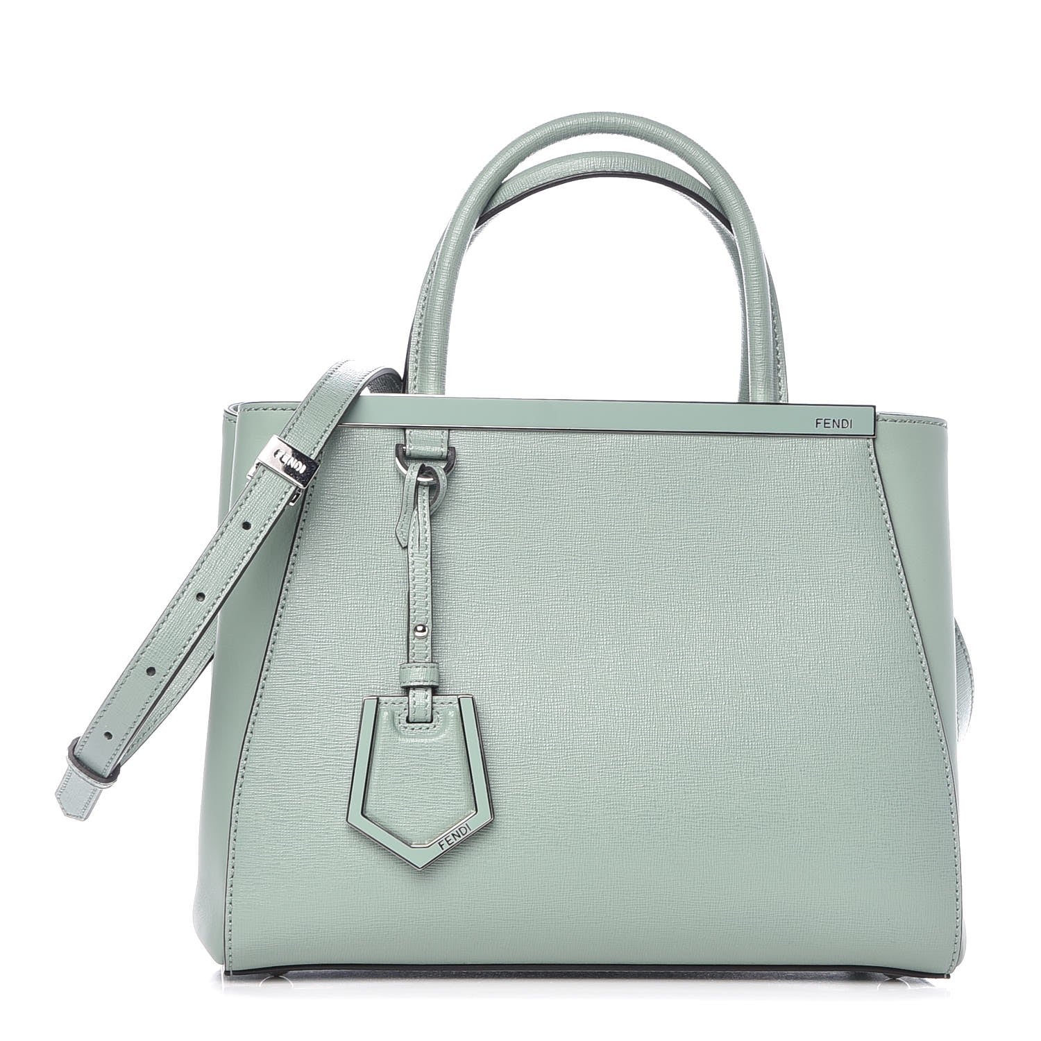 Fendi Vitello Elite Flamingo Petite 2Jours Tote Menta 1 of 8